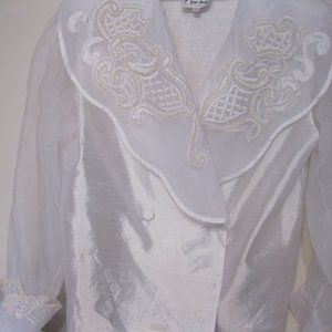 Jac Dole puffy sleeve white blouse.